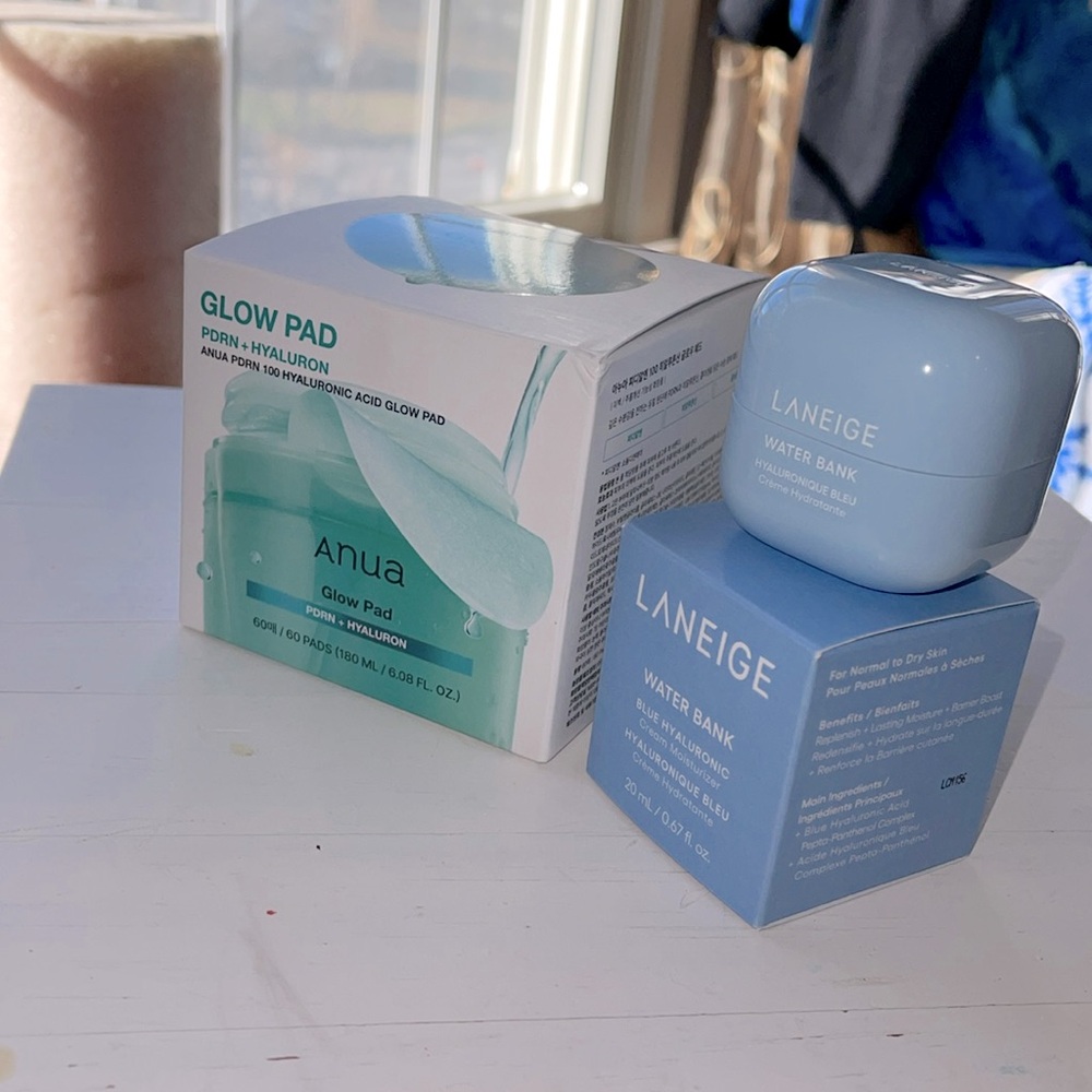 Glow pad, Anua  glow pad, 60 pads,Laneige water bank cream, 20ml, new
